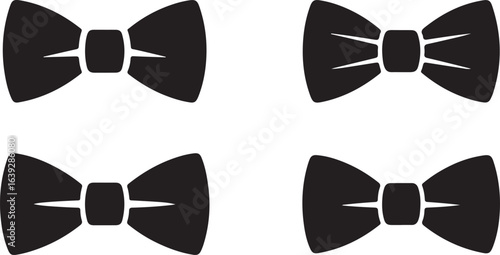 Simple Bow Tie Silhouette Icon Set for Fashion – Black on White