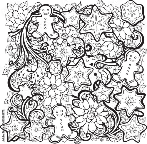 Wallpaper Mural christmas, pattern, flower, vector, floral, design, seamless, vintage, illustration, ornament, decoration, art, wallpaper, nature, decor, texture, element, flowers, mandala, leaf, retro, ornate, lace, Torontodigital.ca