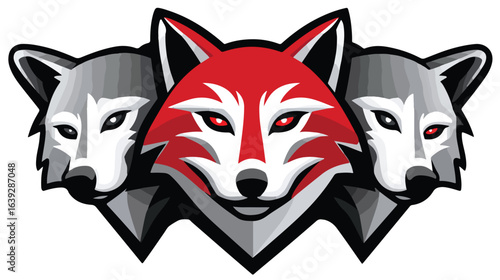 Three wolf heads logo design