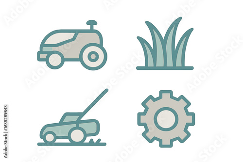 Modern agricultural tools and equipment showcase in a simplistic design