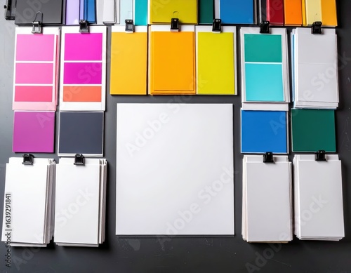 Color swatches and blank canvas for creative design projects