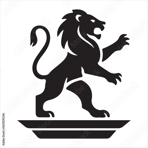 Stylized black silhouette of a powerful lion