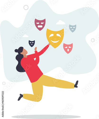 Personality, feeling and emotion change with facial masks.human life.