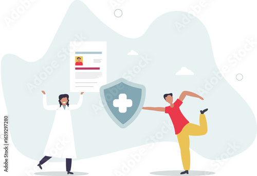 Health insurance.Doctor offering medical insurance policy contract.human life.