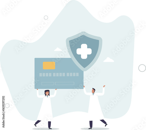 Health insurance.Doctor offering medical insurance policy contract.human life.