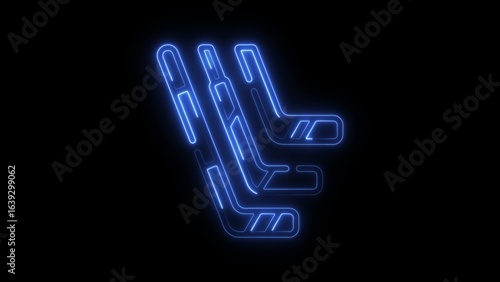 Photography Glowing Blue Neon Hockey Sticks on Black Background Abstract Illustration of Spo