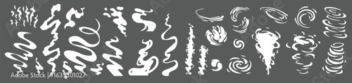 Smoke illustration set for special effects template. Steam clouds, or vapor 2D VFX mist, fume, fog, dust, Clipart element for animation eps vector file