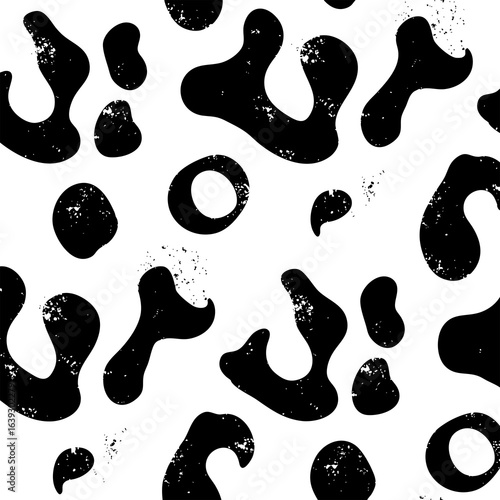 Abstract Seamless Cow Print Pattern in Black and White