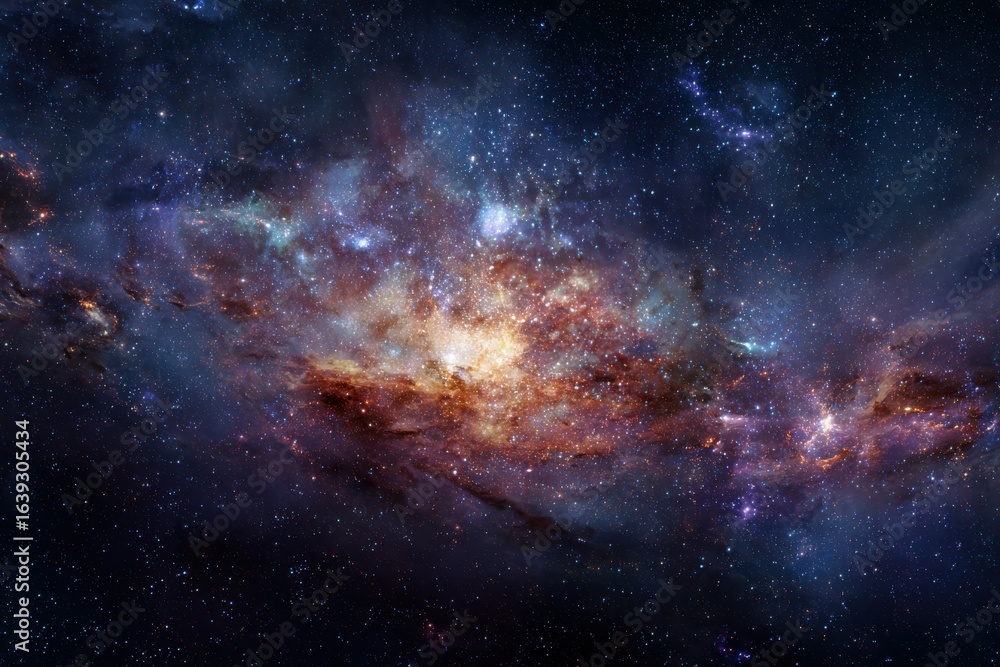 Fototapeta premium Colorful galactic nebula in deep space highlighting celestial wonders perfect for astronomy lovers and science-related endeavors