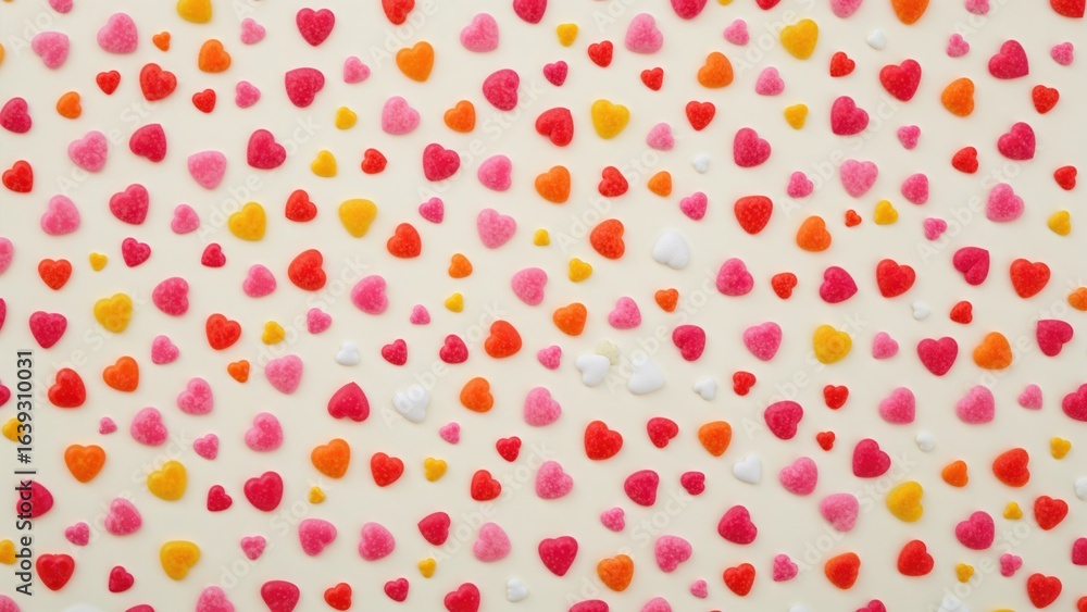 Vibrant tiny hearts scattered across the backdrop Vibrant tiny hearts scattered across the backdrop