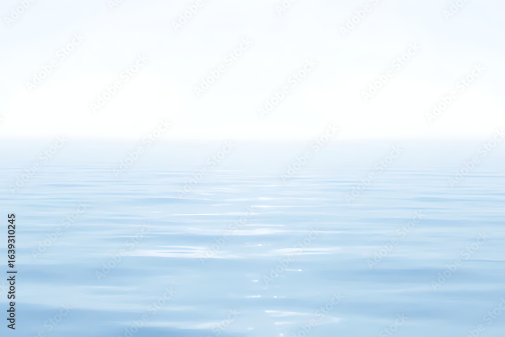 Obraz premium Minimal ocean horizon background in soft blue and white, calm and peaceful vibe, artistic light reflections, large open space