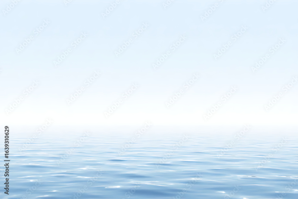 Fototapeta premium Minimal ocean horizon background in soft blue and white, calm and peaceful vibe, artistic light reflections, large open space 
