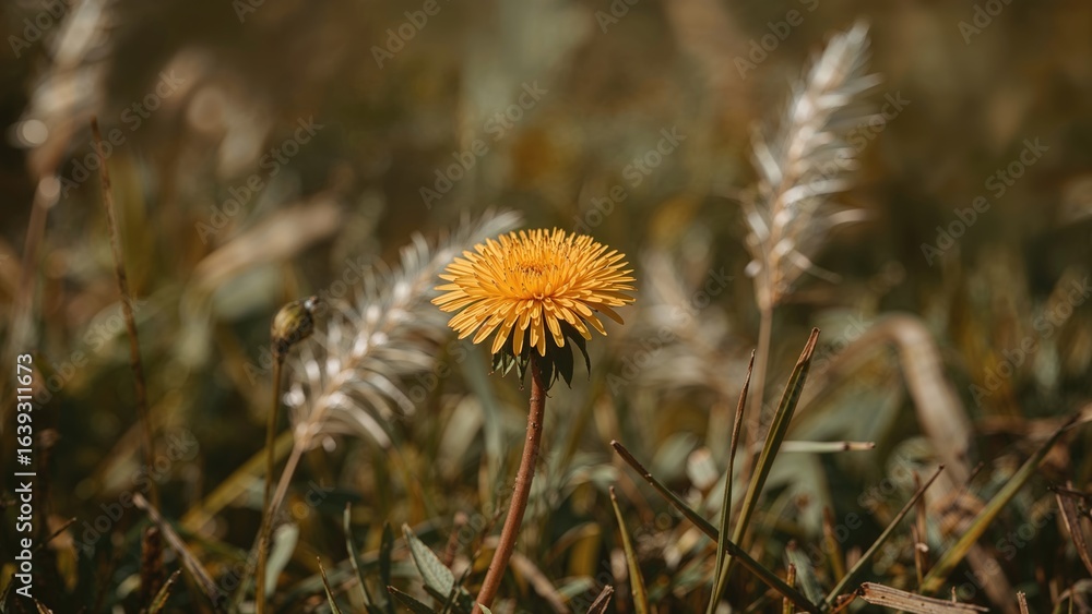 Close-up view of a dandelion in its natural environment Close-up view of a dandelion in its natural environment