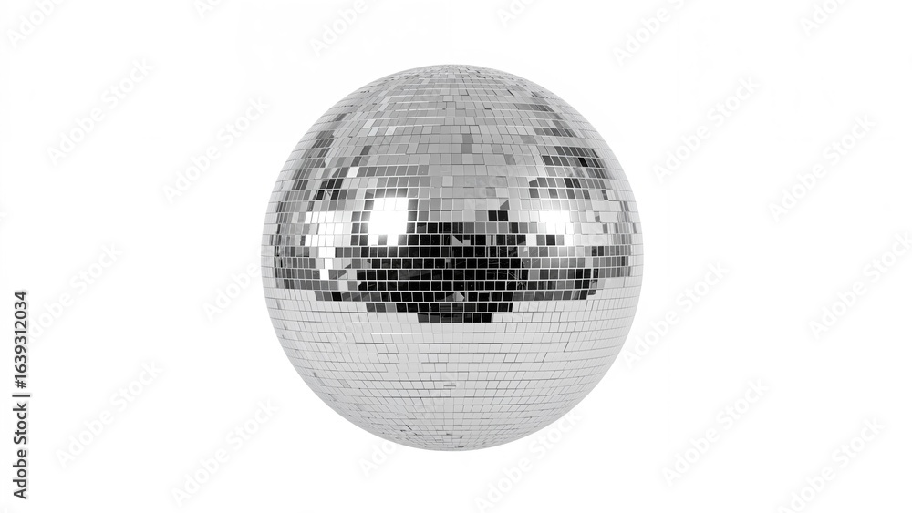 Fototapeta premium Isolated shiny orb with mirrored tiles symbolizing club atmosphere.