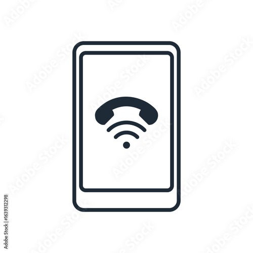 Mobile call. Vector linear icon illustration isolated on white background.