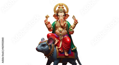 Majestic Lord Ganesha on Mushak,Lord Ganesha, Ganesh, Ganapati, Vinayaka,
