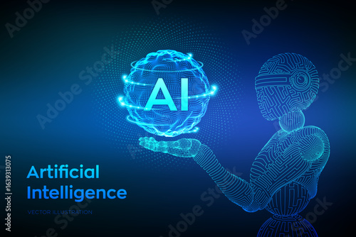 Artificial intelligence abstract background futuristic Hitech style, Technology concept design, Machine learning and generate by chip, Vector illustration for banner and web template.