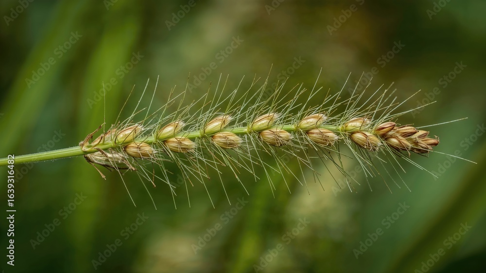 Obraz premium Macro photograph of edible seeds from Avena sterilis grass in alpine meadow habitat