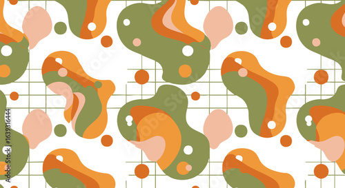 Seamless Retro Abstract Pattern with Liquid Organic Shapes