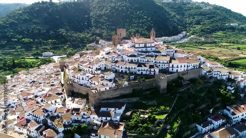 Aerial View of Zahara de la Sierra: Andalusian White Village, Spain