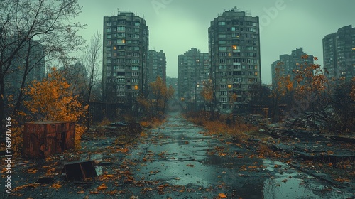 Bleak urban landscape, scenery, view, scene, paysage, cityscape
