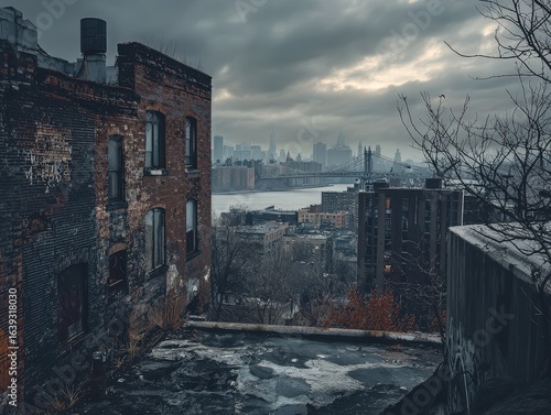Bleak urban landscape, scenery, view, scene, paysage, cityscape