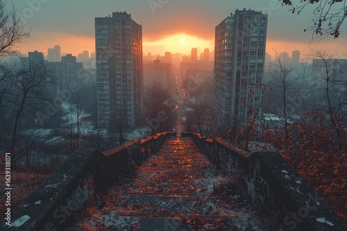 Bleak urban landscape, scenery, view, scene, paysage, cityscape