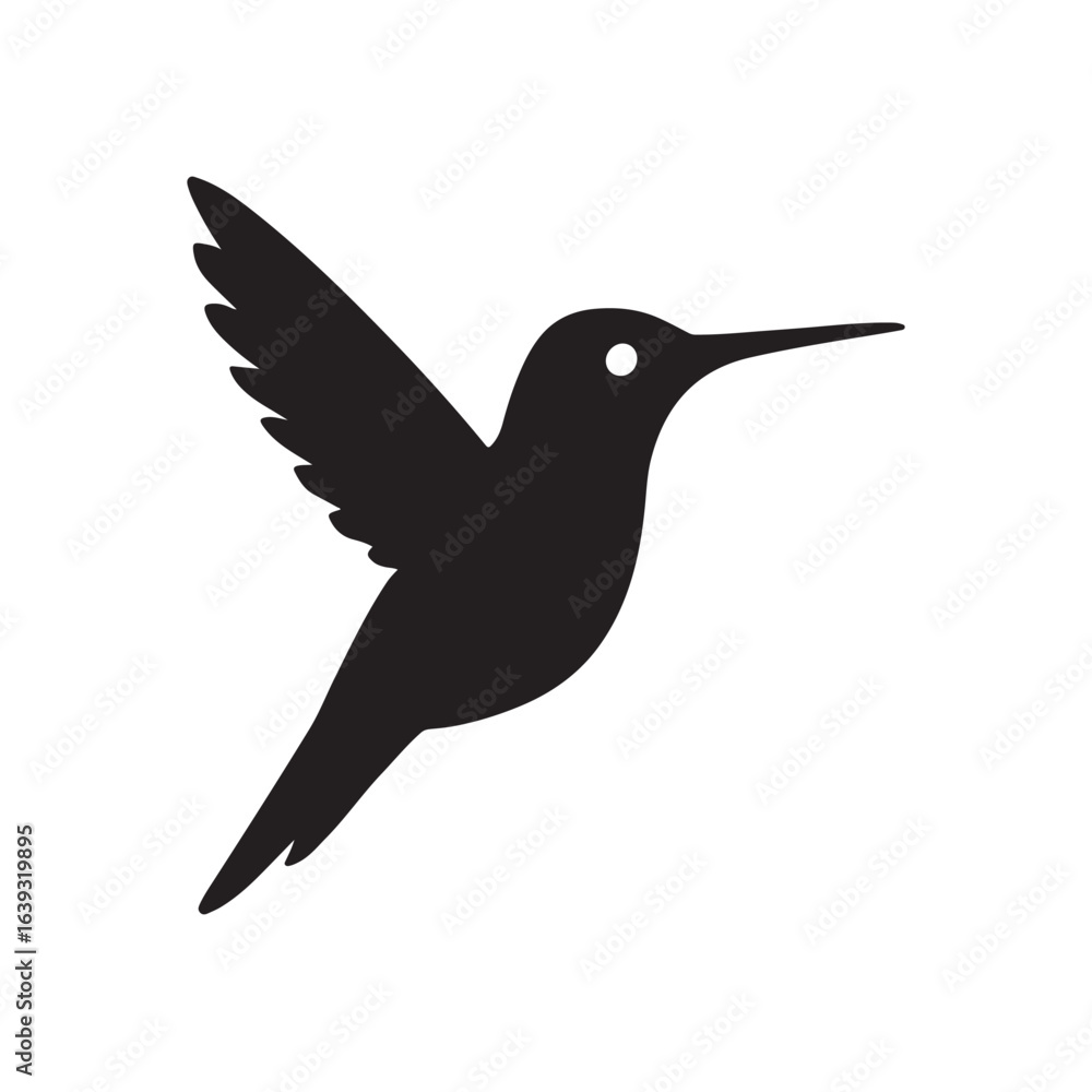 Obraz premium Hummingbird Silhouette Vector – Delicate Bird Design