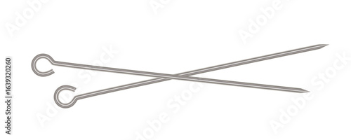 Metal skewer sticks vector icon. Empty steel barbecue utensils, new bbq sticks
