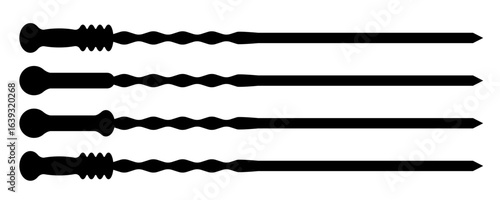 Metal skewer sticks vector icon. Empty steel barbecue utensils, new bbq sticks