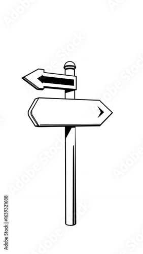 Whimsical Black and White Sign Post
