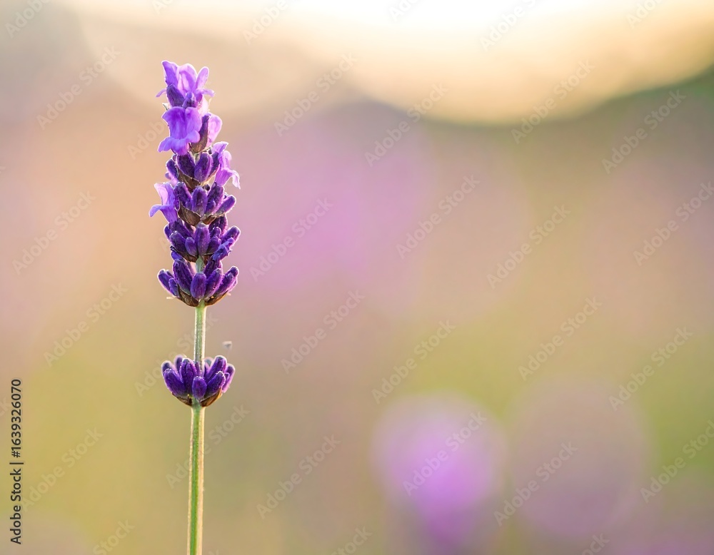 Fototapeta premium Single lavender spike against soft sunset
