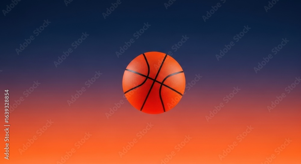 Obraz premium Basketball Floating in Vibrant Sunset Sky with Gradient Colors