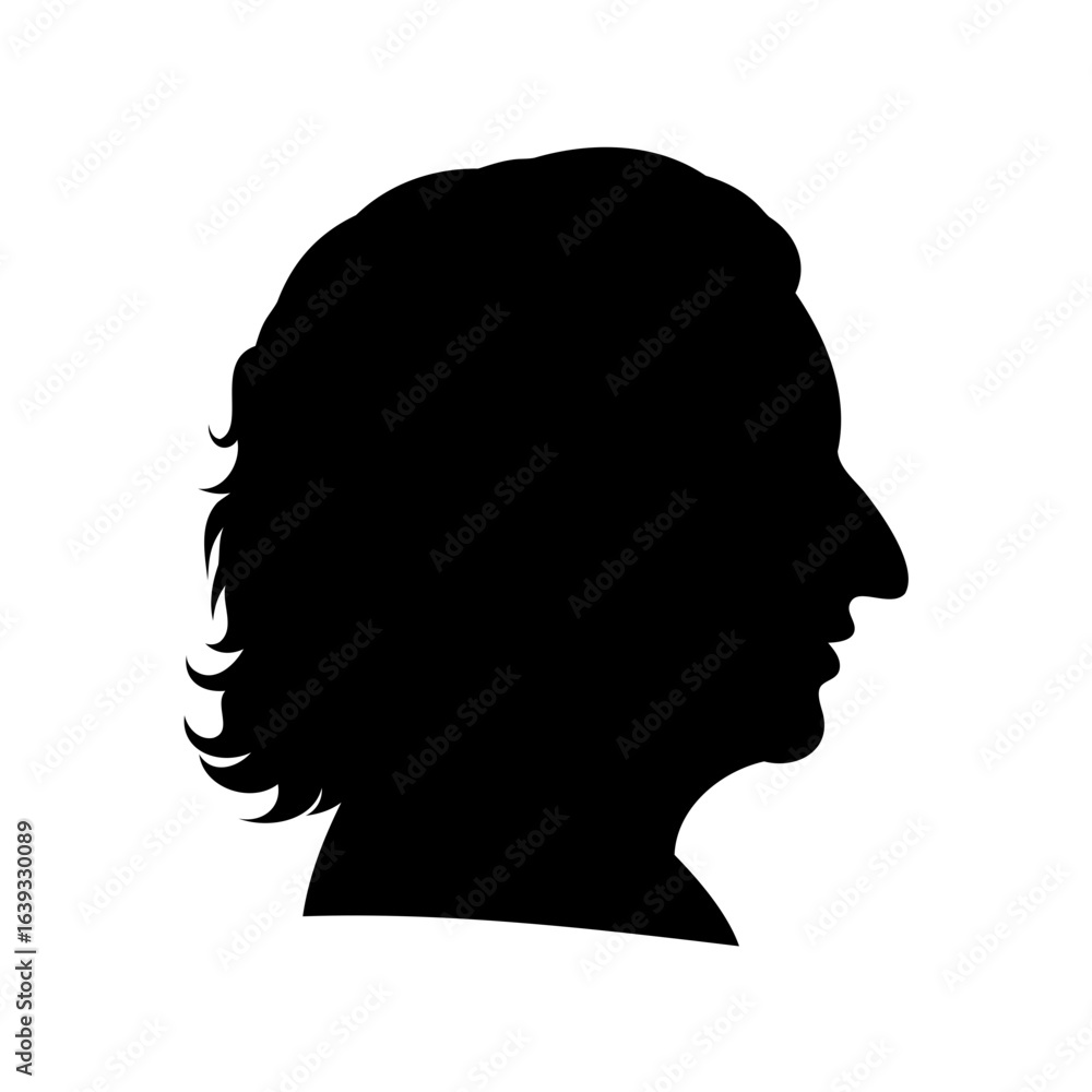 Silhouette Portrait of an Older Person With Short Wavy Hair Style Silhouette Portrait of an Older Person With Short Wavy Hair Style