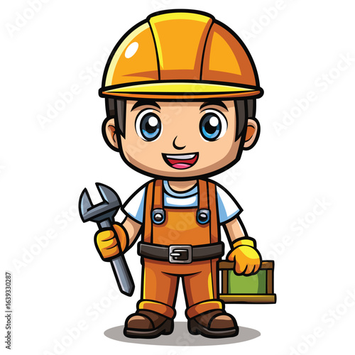 Construction Worker and Hard Hat Vector Character