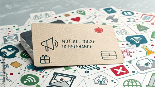 Attention-Grabbing Card with Message about Noise and Relevance