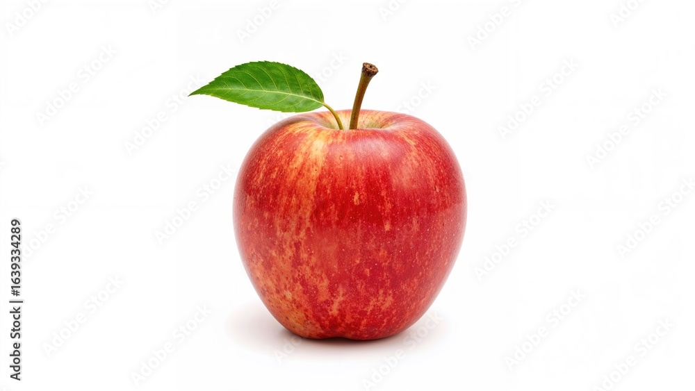 Single fresh apple on a plain white surface Single fresh apple on a plain white surface