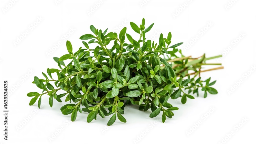 Green oregano leaves set on a white background Green oregano leaves set on a white background