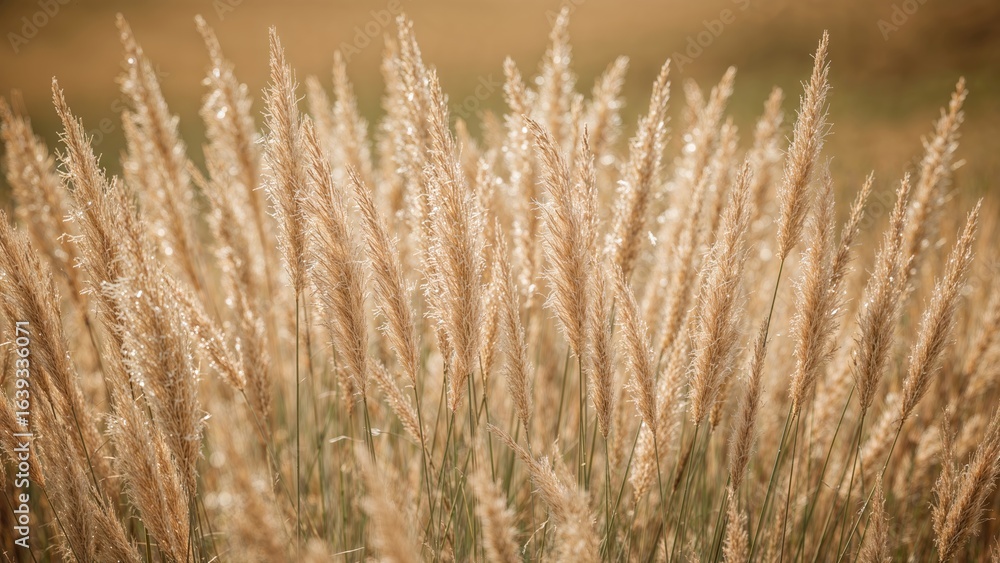 Fototapeta premium Focused view of a small bunch of thin rosy grass blades