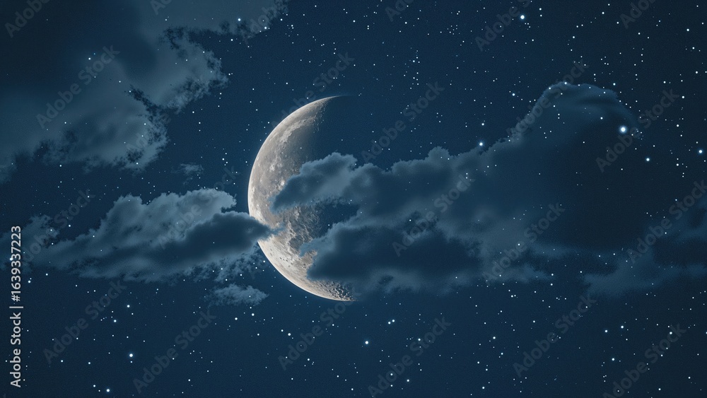 Fototapeta premium Night sky featuring the moon and stars