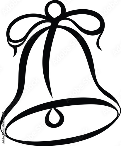 Bell vector icon illustration, simple black and white line art, minimalist notification and alert symbol, clean design for communication, reminder, and sound projects
