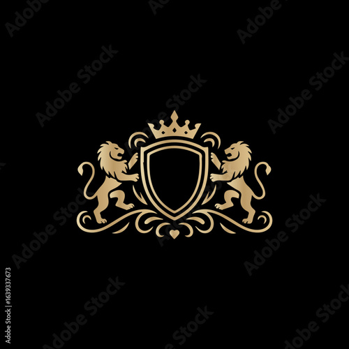 Royal Crest Logo Luxury Shield and Crown Emblem