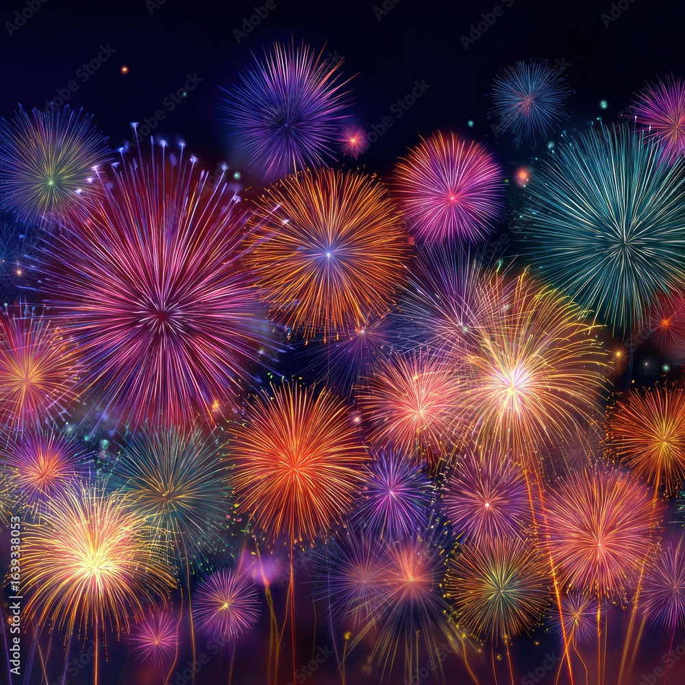 Fototapeta premium night fireworks celebration background