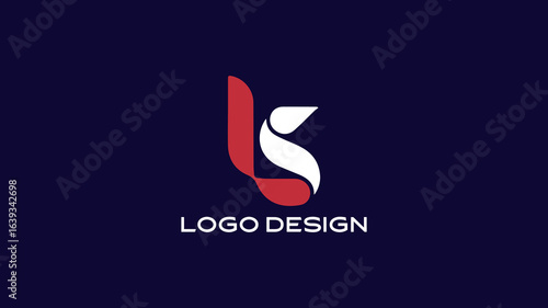 Elegant LS monogram logo design in stylish red and white over a dark background, perfect for corporate identity, branding templates, and professional marketing purposes.