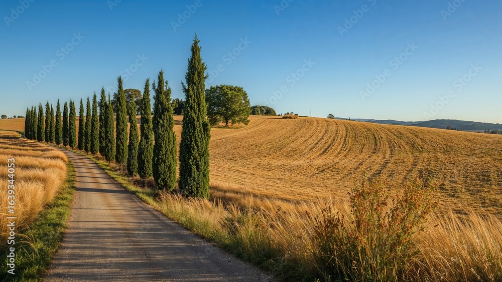 Fototapeta premium Charming fall setting on a quiet country lane