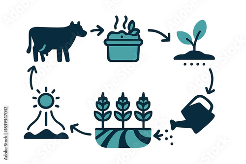 Understanding the cycle of organic farming from cow manure to healthy crops in a sustainable garden setup