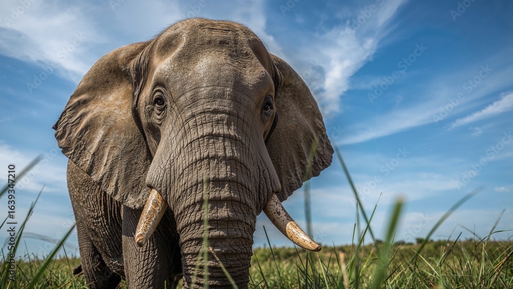 Obraz premium Close-up portrait of an elephant in the wild