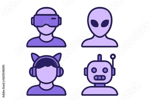 Exploring futuristic themes with virtual reality, aliens, and robots in a digital art style