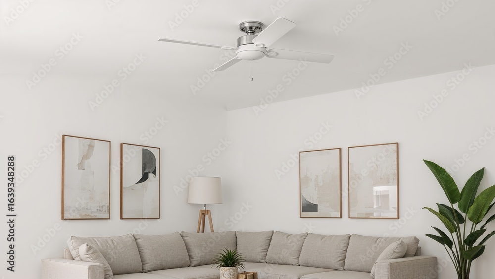 Elegant room featuring a ceiling fan and tasteful furnishings Elegant room featuring a ceiling fan and tasteful furnishings