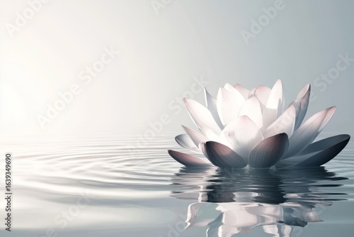 Serene White Lotus Flower Floating on Calm Water with Soft Lighting